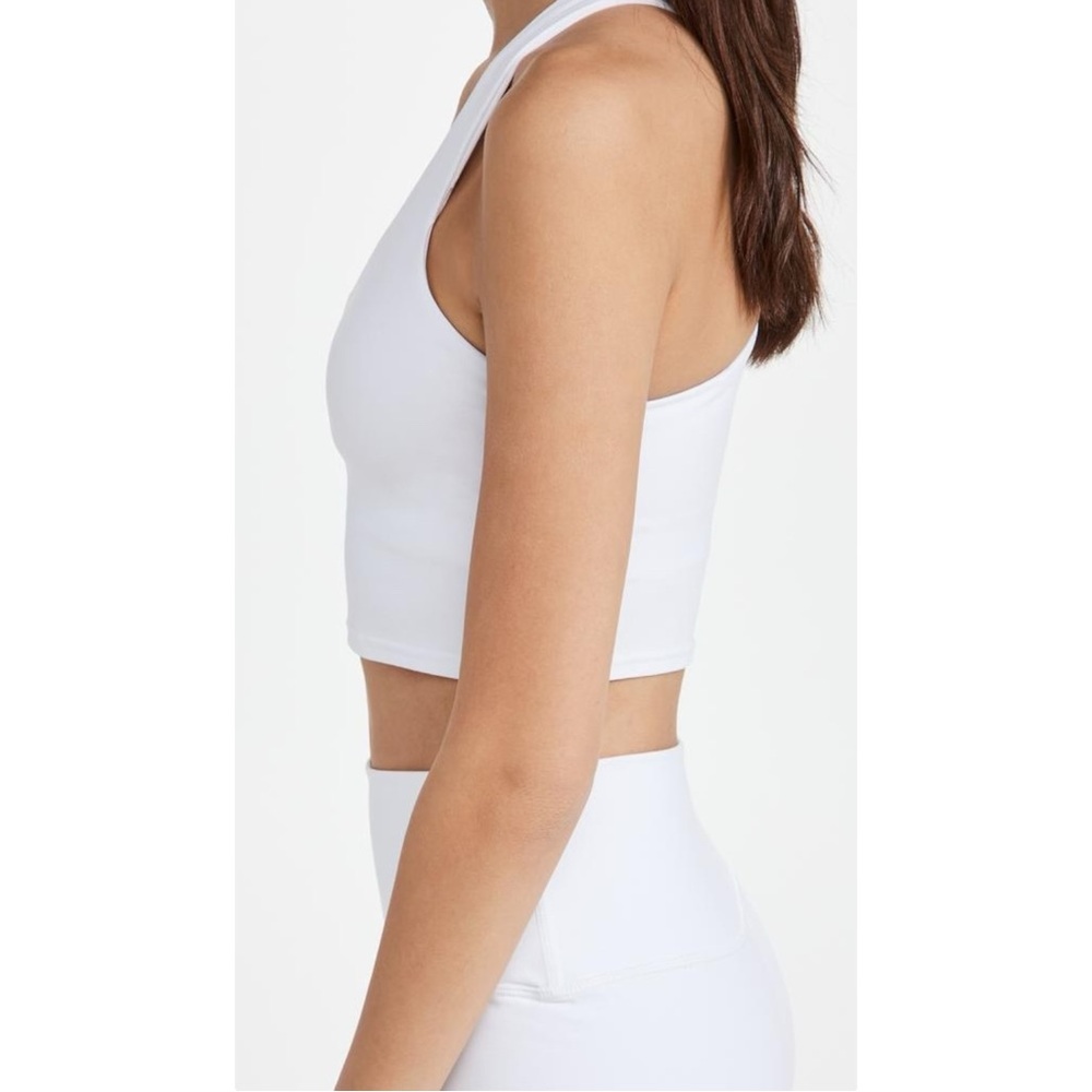 ALO Yoga Real Bra Tank - White Wide Strap V-Neck Built-In Shelf Bra Active Top - Picture 9 of 12